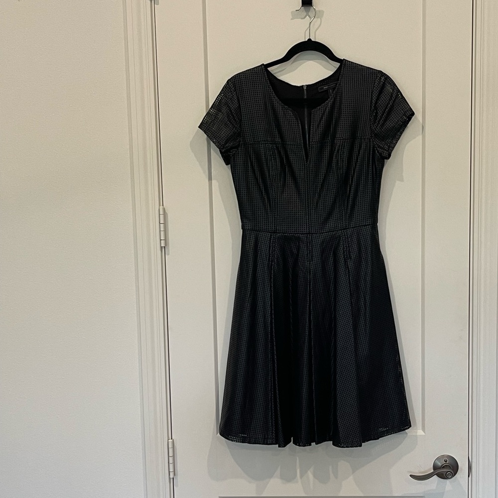 Black BCBG faux leather dress